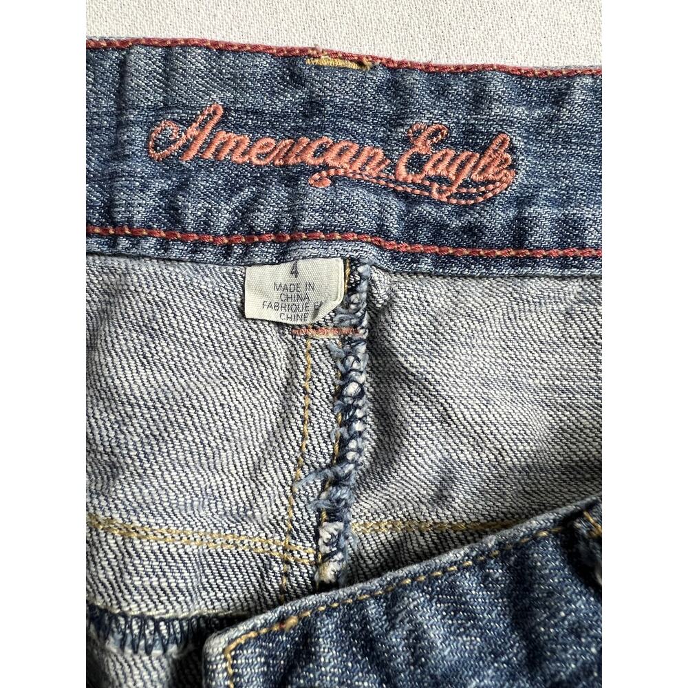 American Eagle Women's Jean Mini Skirt Size 4 100% Cotton Raw Hem Distressed - Picture 3 of 6
